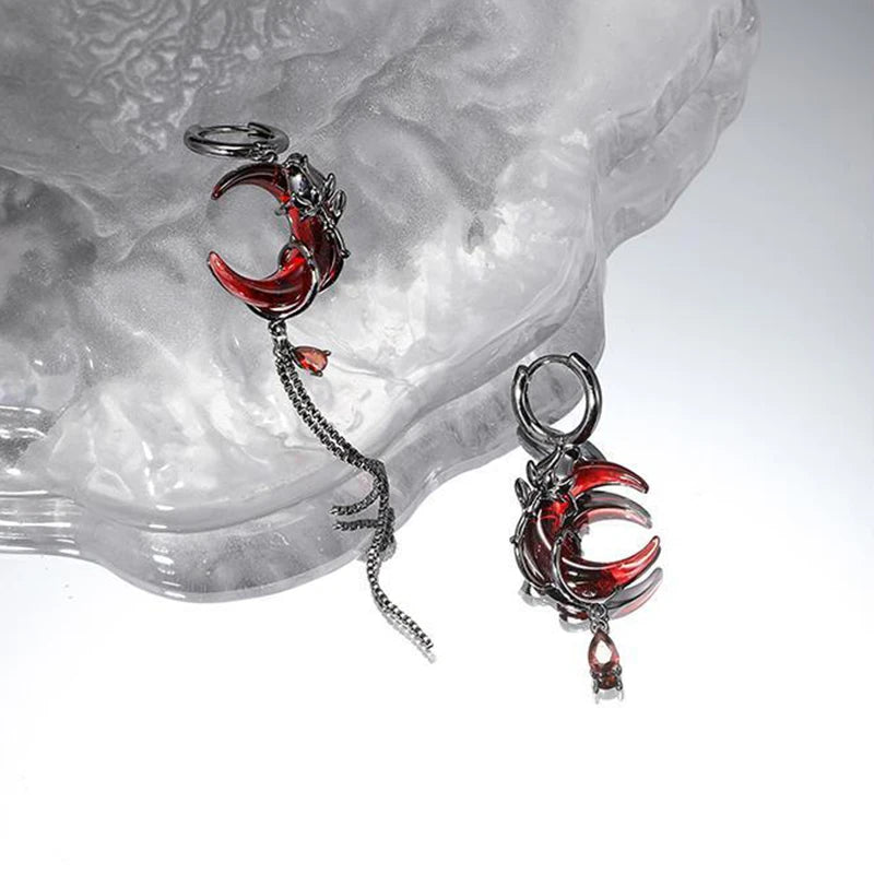 Blood Moon Gothic Tassel Earrings ๐