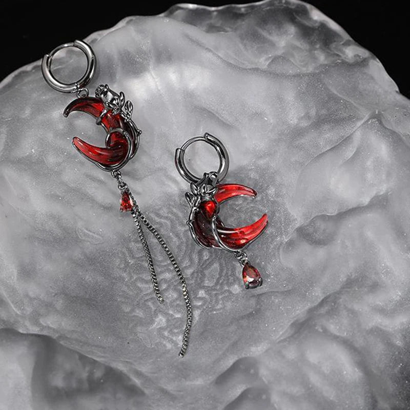 Blood Moon Gothic Tassel Earrings 🌙