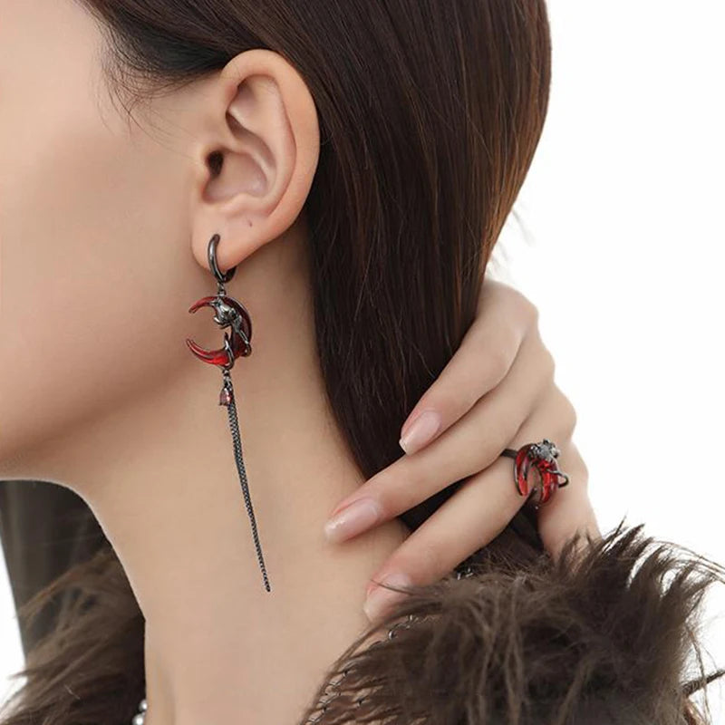 Blood Moon Gothic Tassel Earrings 🌙