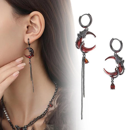 Blood Moon Gothic Tassel Earrings 🌙